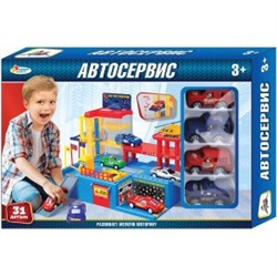 АВТОСЕРВИС "ИГРАЕМ ВМЕСТЕ" С 4-МЯ МАШИНКАМИ В РУСС. КОР. 39*27*7СМ в кор.18шт