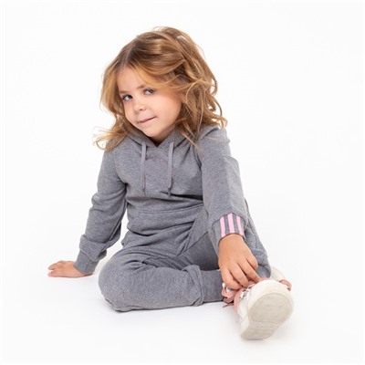 Костюм детский (толстовка, брюки), цвет т.серый/розовый, принт МИКС, рост 104 см (4)