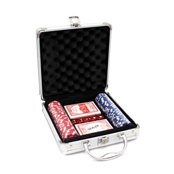Набор для покера "Любитель": 2 колоды карт, 100 фишек без номинала, фишка Dealer (ИН-0144) в кейсе
