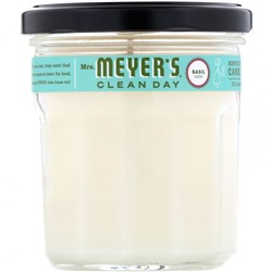 Mrs. Meyers Clean Day, Ароматизированная соевая свеча, с запахом базилика, 7,2 унции