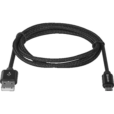 USB кабель USB08-03T PRO USB2.0 AM - micro-USB  1m 2.1A DEFENDER 87802 черный