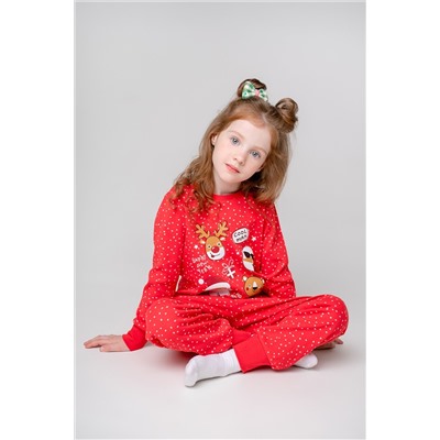 Пижама  для девочки  К 1590/маленький горошек на красном