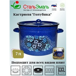 Кастрюля 7,0л 1с18с син. с зерн. Голубика