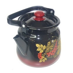 Чайник для плиты 3,5л эмаль С2716.38 сфер. декор красно-чёрный с кнопкой