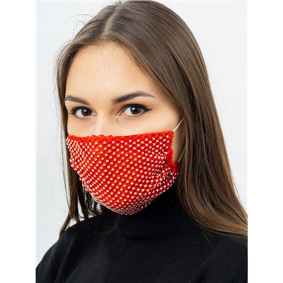 Маска защитная для лица Fashion Mask ЦВЕТНАЯ Сетка + Стразы Хлопок многоразовая  (ТВ-1)