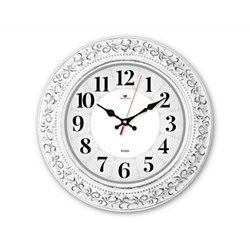 Часы настенные круг d=35 см, корпус белый с серебром "Классика" "Рубин"