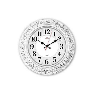 Часы настенные круг d=35 см, корпус белый с серебром "Классика" "Рубин"
