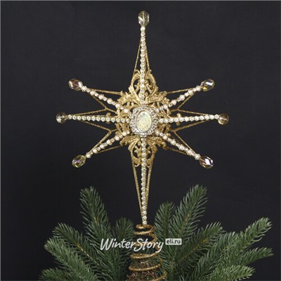 Верхушка на ёлку Звезда Лапландии 34 см, золотая (Goodwill)