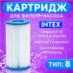 Картридж для очистки воды в бассейнах для фильтрующих насосов INTEX, тип B, 1 шт.