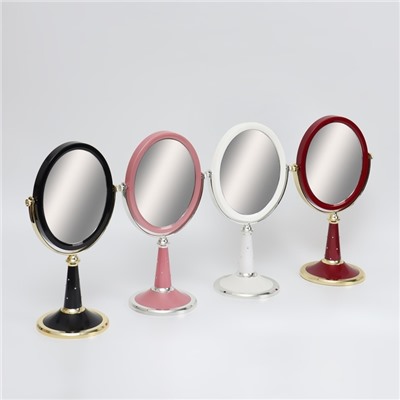 Зеркало на ножке «Овал», двустороннее, зеркальная поверхность 13,5 × 16,5 см, цвет МИКС