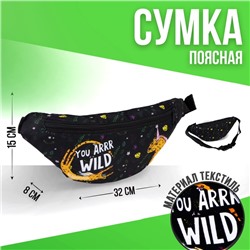 Сумка поясная Wild 32х8х15 см, отдел на молнии, цвет чёрный