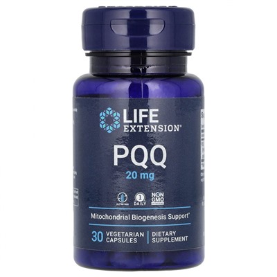 Life Extension, PQQ в капсулах, пирролохинолинхинон, 20 мг, 30 вегетарианских капсул