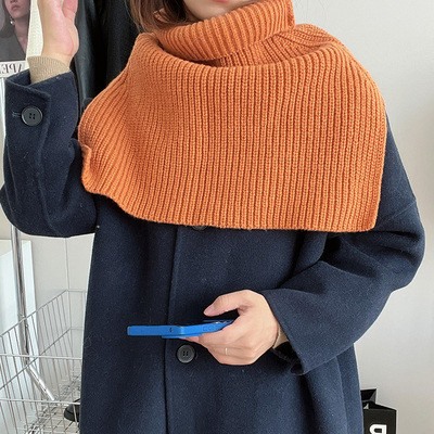 Вязаный шарф-манишка, арт КЖ205, цвет: оранжевый