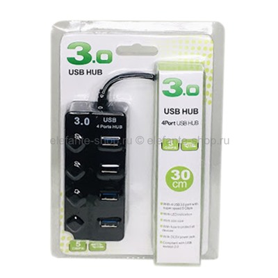 Разветвитель с выключателями HUB USB 3.0 4Port SBHA-7324-Black (UM)