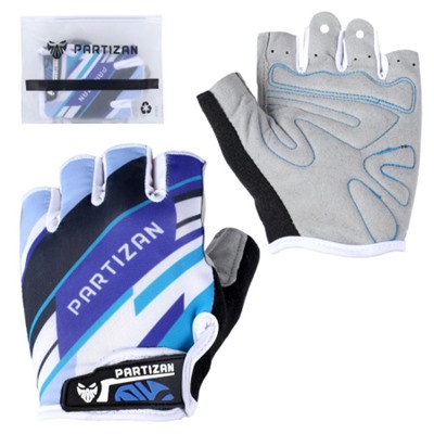 Велосипедные перчатки PARTIZAN с коротким пальцем /A0035 / Размер M / Цвет: Синие /уп 200/