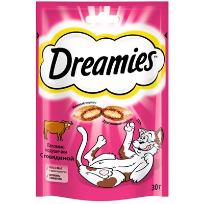 Лакомство Dreamies для кошек, говядина, 30 г