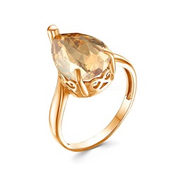 Кольцо из золочёного серебра с кристаллом премиум Австрия Золотая тень 925 пробы 0002кз-001GSHA