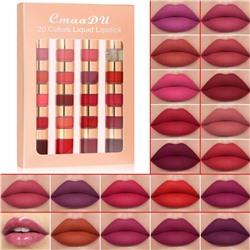 CmaaDU Подарочный набор жидких помад для губ Liquid Lipstick, 20 цветов