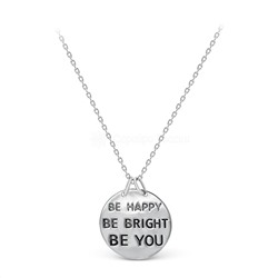 Колье из серебра родированное - Be happy,be bright,be you (Будь счастливым, будь ярким, будь собой) 925 пробы CTP-14390-16-OX