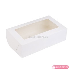Коробка для зефира и пирожных с окном 25х15х7 см (белая)