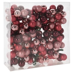 Гроздь стеклянных шаров на проволоке Crimson Sunset 2 см, 12 шт (Koopman)