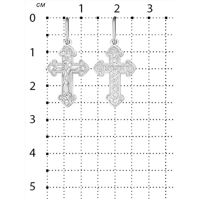 Крест из серебра родированный - 2,6 см 925 пробы К3-290р