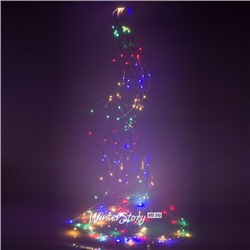 Гирлянда на елку 180-210 см Лучи Росы, 8 нитей, 160 разноцветных MINILED ламп, серебряная проволока, IP20 (Serpantin)