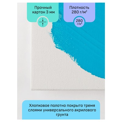 Набор холстов на картоне 5шт., 18*24см, 280г/м2, хлопок100%, мелкое зерно "Студия" (25112151824) "Гамма"