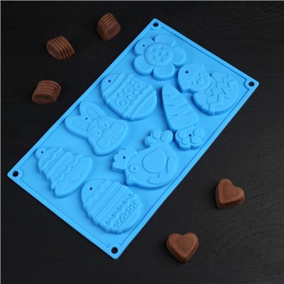 Форма для шоколада Доляна «Животные», силикон, 30×17×1 см, 8 ячеек (7,7×6 см), цвет МИКС