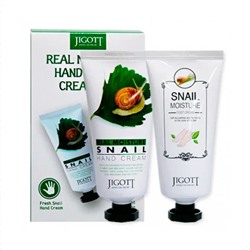 Jigott Набор кремов для рук и ног с экстрактом улитки - Real moisture hang & foot cream set