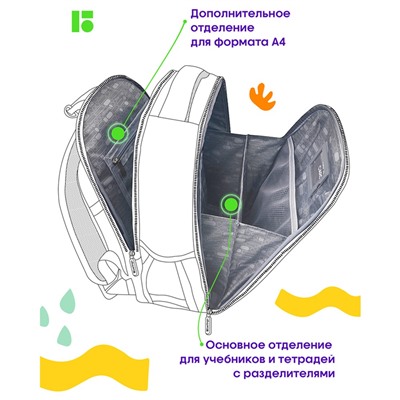 Рюкзак Berlingo Expert Mini "Right to ride" с мешком для обуви (RU09052) 36*27*14см, 2 отделение, 2 кармана, анатомическая спинка