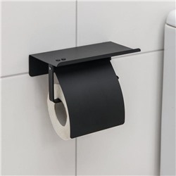УЦЕНКА Держатель для туалетной бумаги с полочкой, 18×10,3×14 см, цвет чёрный