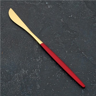 Нож столовый из нержавеющей стали Magistro «Блинк», длина 22 см, на подвесе цвет золотой, красная ручка