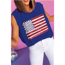 Bluing Sparkling American Flag Knitted Vest