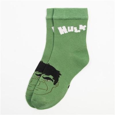 Носки для мальчика «Халк», MARVEL, 16-18 см, цвет зелёный