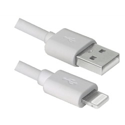USB кабель ACH01-03BH белый USB(AM)-Lightning, 1м  DEFENDER