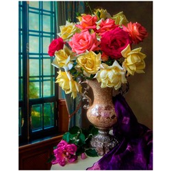 Набор для творчества Алмазная мозаика Домашние розы в вазе у окна 30*40см AC34100 в Самаре