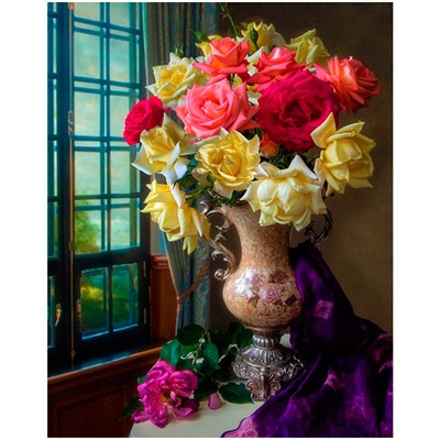 Набор для творчества Алмазная мозаика Домашние розы в вазе у окна 30*40см AC34100 в Самаре