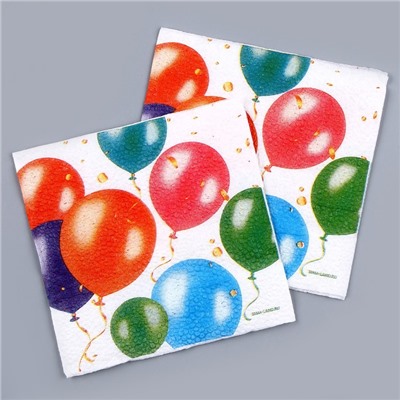 Салфетки бумажные однослойные «Воздушные шары», 24 × 24 см, в наборе 20 шт.