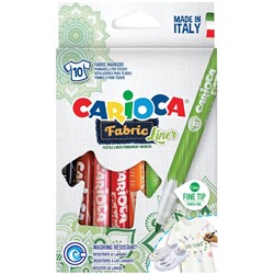 Фломастеры для ткани "Carioca Fabric Liner" 10цв. (42909, Италия)