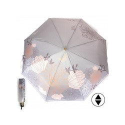 Зонт женский ТриСлона-L 3680 B,  R=60см,  суперавт;  8спиц,  3слож,   набивной "Эпонж",  панорамный,  серый 241647