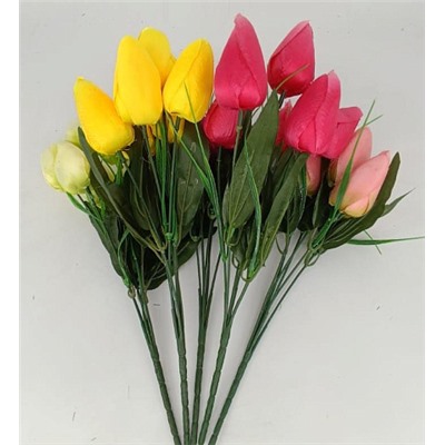Цветы искусственные декоративные Тюльпаны 6 бутонов + осока 30 см