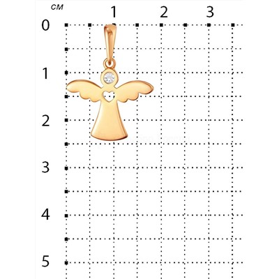 Подвеска из золочёного серебра с фианитом - Ангел 925 пробы п-2220з00