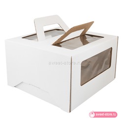 Коробка для торта с ручкой и окном 24х24х15 см