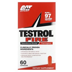 GAT, Testrol Fire, усилитель тестостерона, термогенный, 60 капсул