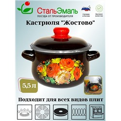 Кастрюля конич. 5,5 л. черн. Жостово 1с47я