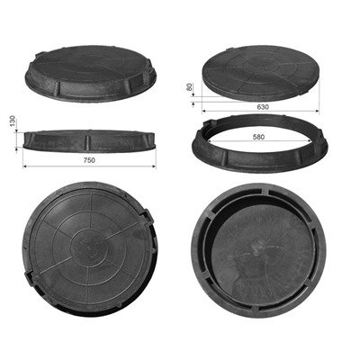 Люк ППК ревизионный, тип «Т», d = 63 см, до 25 тонн, чёрный