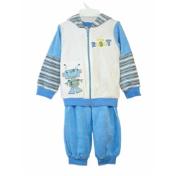 U1035/11/9 Комплект детский Робот (куртка+брюки), голубой/тем.синяя полоска