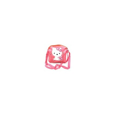 Сумка "Котенок" детская, розовая, с длинной ручкой и двумя карманами на замке.