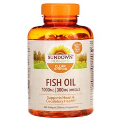 Sundown Naturals, Рыбий жир, 1000 мг, 200 капсул